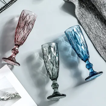 Šampanjec Coupes Cocktail Barvne Kelih Vino, Voda Stekla Pritisnete Modro Roza Stekla Čaš Letnik Stekleni Pokal