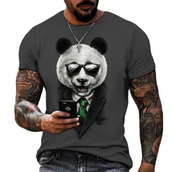Živali Hip Hop Panda 3D Tiskanje Novo Poletje moška T-Shirt Moda Priložnostne Smešno Kratek SleeveComfortable Visoke Kakovosti Tkanine 6xl